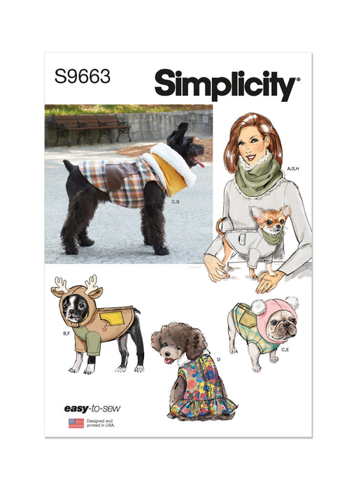 S9663 Pet Coats with Optional Hoods and Cowls in Sizes S-M-L and Adult Cowl