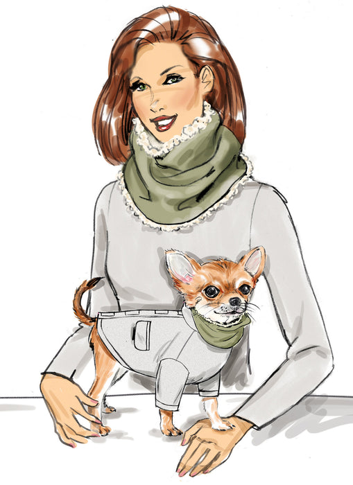 S9663 Pet Coats with Optional Hoods and Cowls in Sizes S-M-L and Adult Cowl