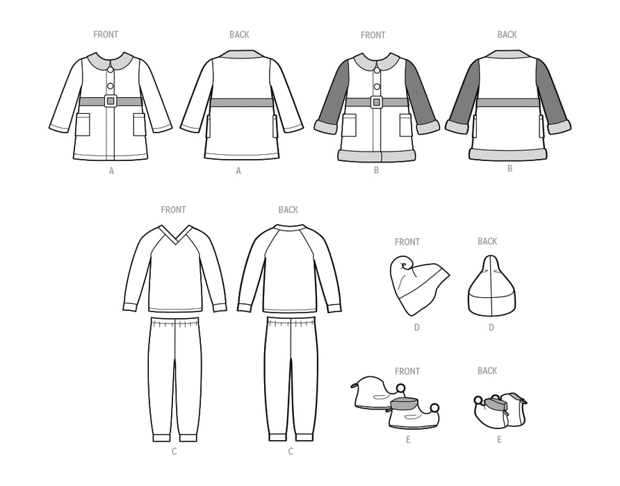 S9672 Children's Robes, Top, Pants, Hat and Slippers in Sizes S-M-L