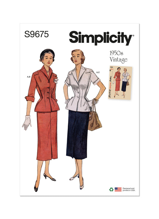 S9675 Misses' Vintage Skirt and Jacket