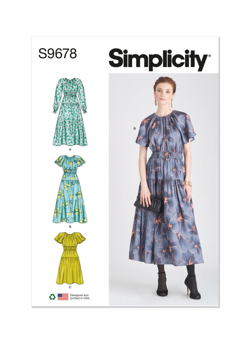 S9678 Misses' Dress with Sleeve and Length Variations