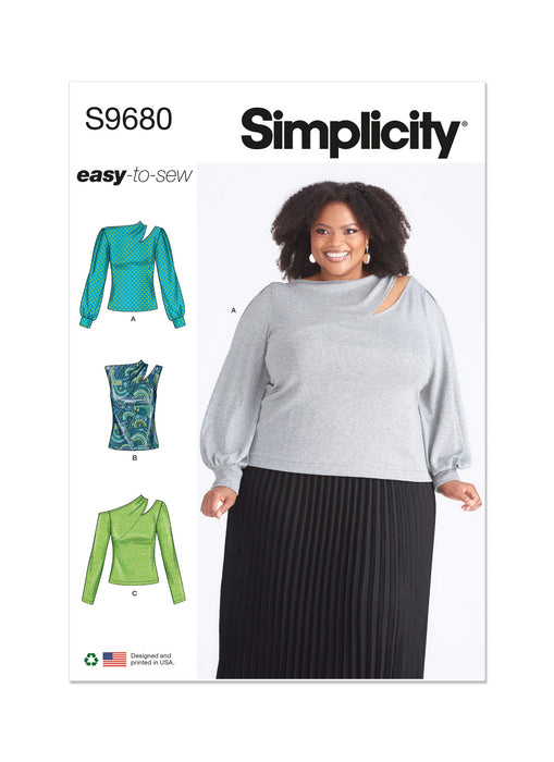 S9680 Women's Knit Top with Sleeve Variations