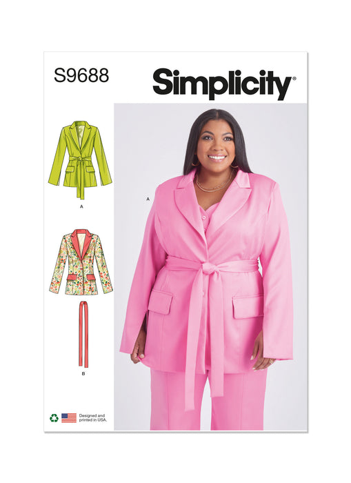 S9688 Misses' and Women's Jacket with Tie Belt