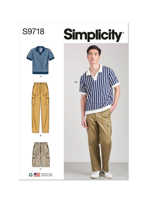 S9718 Men's Knit Top, Cargo Pants and Shorts