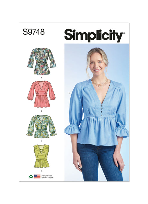 S9748 Misses' Top with Sleeve Variations