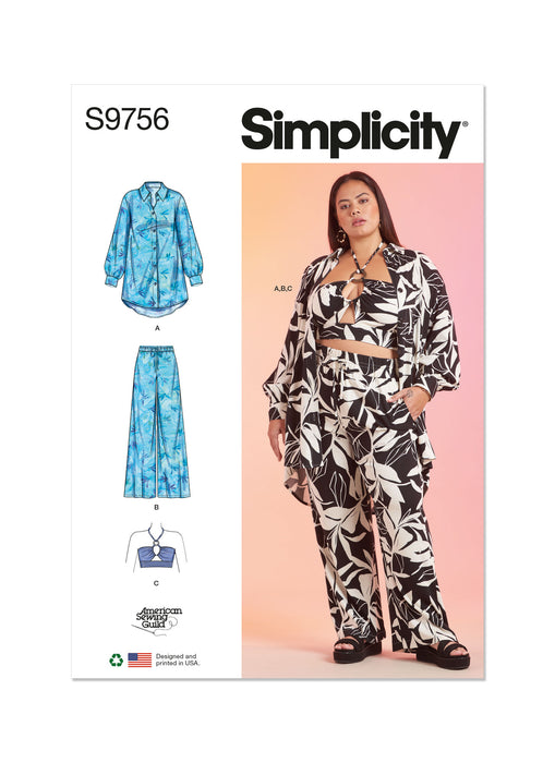 S9756 Misses' and Women's Shirt, Pants and Halter Top