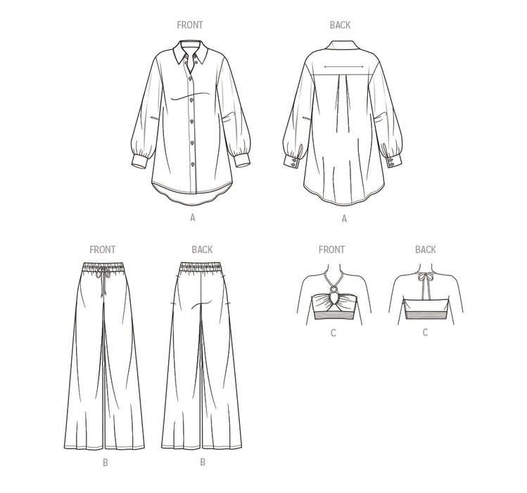 S9756 Misses' and Women's Shirt, Pants and Halter Top