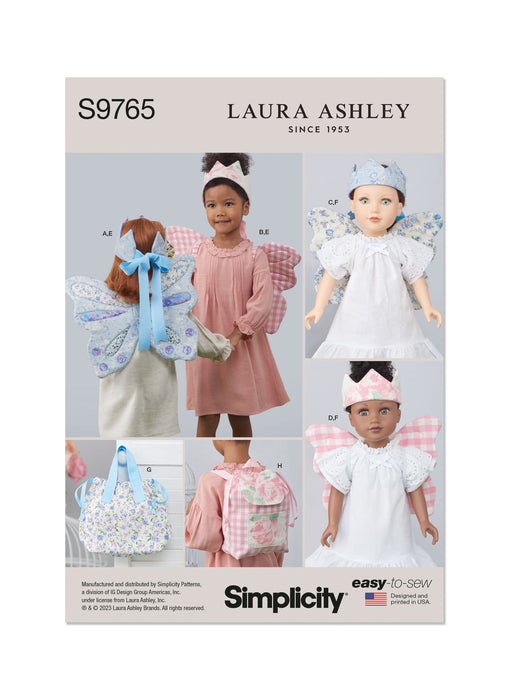 S9765 Children's Wings in Sizes S-M-L, Crown, Tote, Backpack and Wings and Crown for Doll or Plush Animals by Laura Ashley