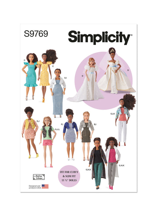 S9769 11 1/2" Fashion Clothes for Regular and Curvy Size Dolls by Andrea Schewe Designs