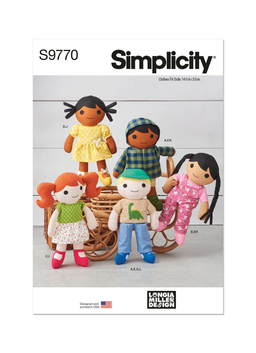 S9770 14 1/2" Cloth Dolls and Clothes by Longia Miller
