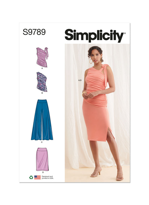 S9789 Misses Knit Tops, Pants and Skirt