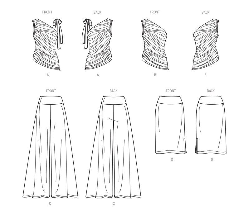 S9789 Misses Knit Tops, Pants and Skirt