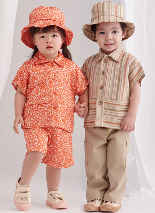 S9798 Toddlers' Top, Pants, Shorts and Hat in Three Sizes