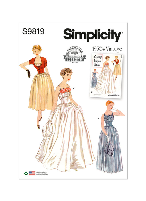 S9819 Vintage 1950s Misses' Dresses and Jacket