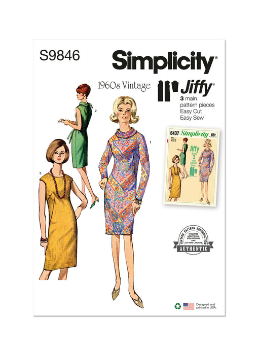 S9846 Vintage 1960s Misses' Dress