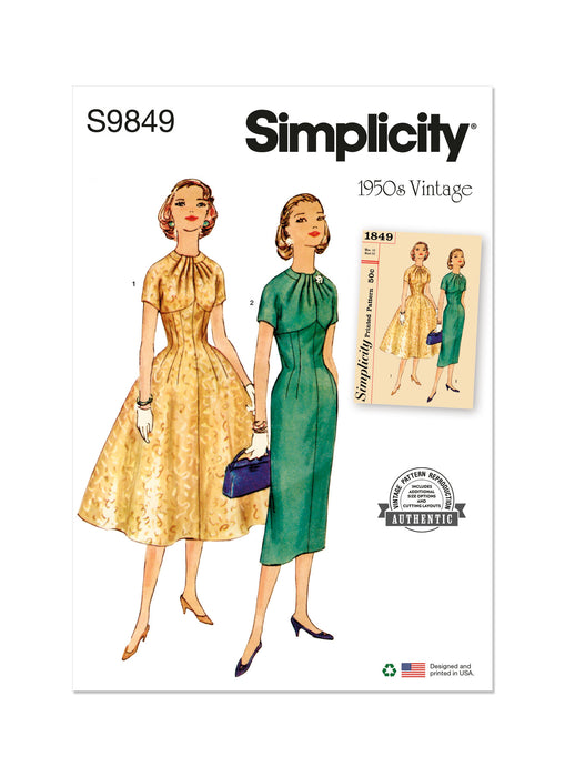 S9849 Vintage 1950s Misses' Dress with Skirt Variations
