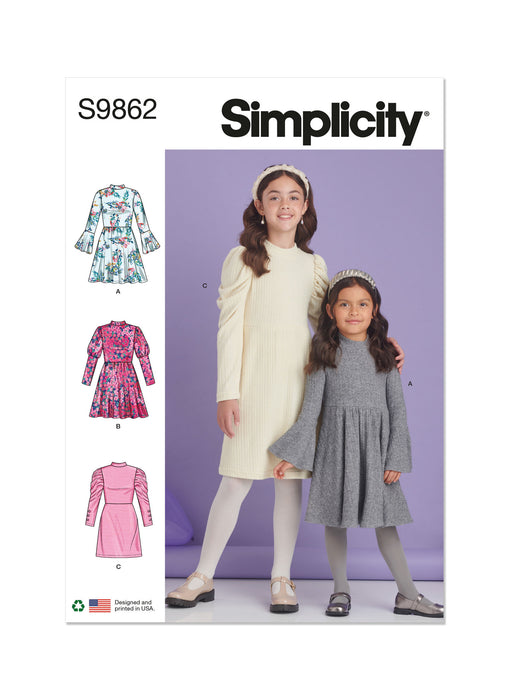 S9862 Children's and Girls' Knit Dresses