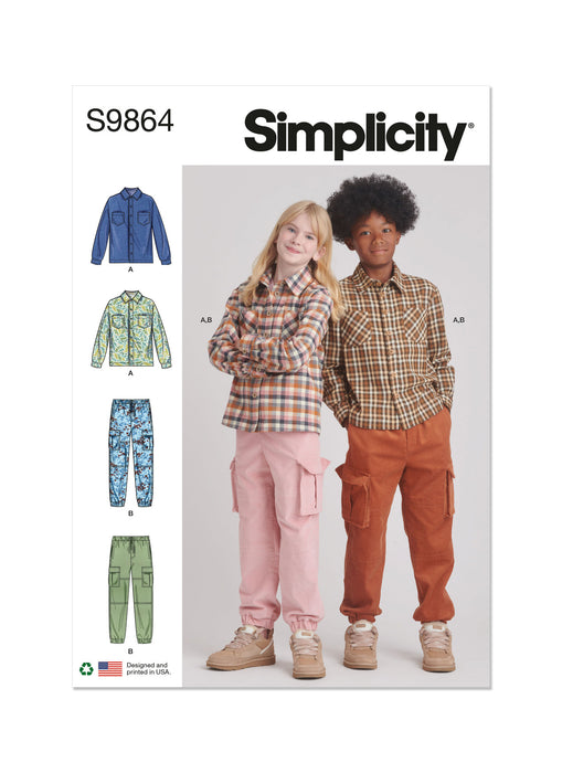 S9864 Girls' and Boys' Shirt and Cargo Pants