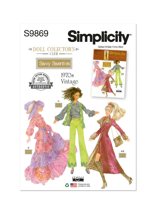 S9869 Vintage 1970s Doll Clothes for 11 1/2" Fashion Doll by Theresa LaQuey