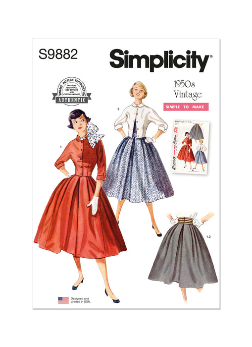 S9882 Vintage 1950s Misses' Skirt and Jacket