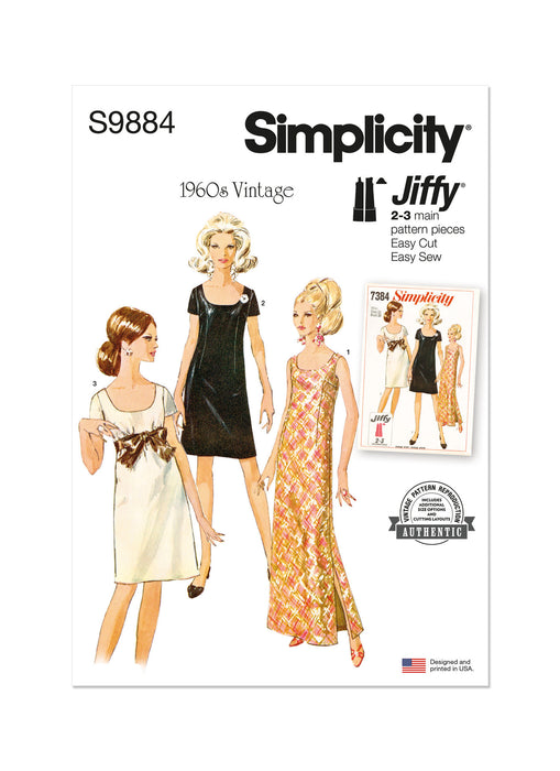 S9884 Vintage 1960s Misses' Dress in Two Lengths