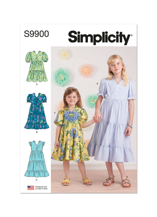 S9900 Children's and Girls' Dress with Sleeve and Length Variations
