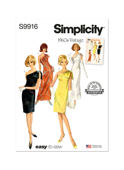 S9916 Vintage 1960s Misses' Dress in Two Lengths