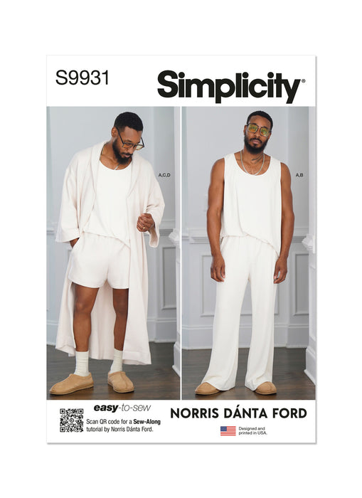 S9931 Men's Robe, Knit Tank Top, Pants and Shorts by Norris Danta Ford