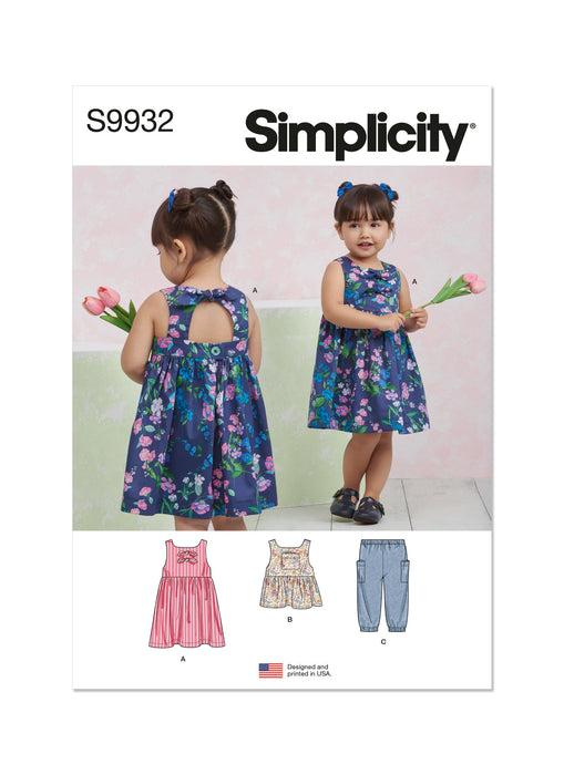 S9932 Toddlers' Dress, Top and Pants
