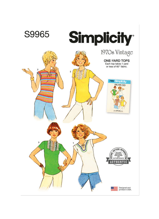 S9965 Vintage 1970s Misses' Knit Tops