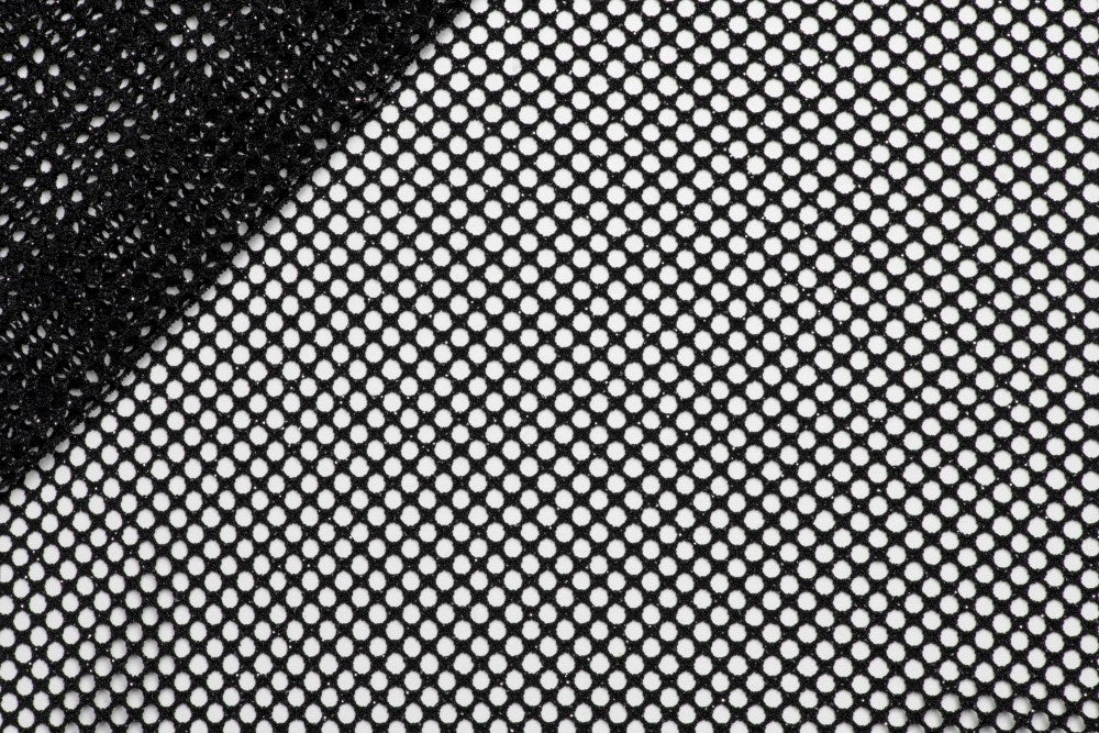 Twist glitter mesh - SILVER ON BLACK