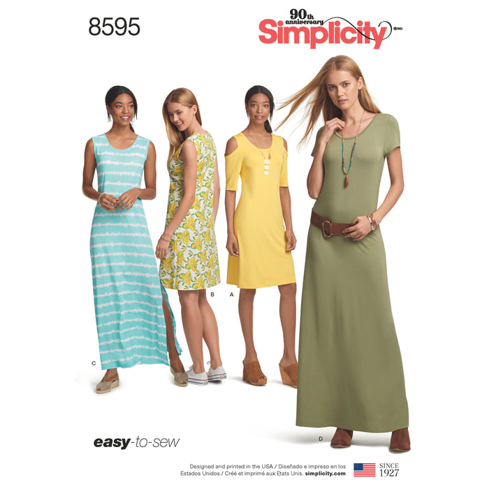 8595 Misses' Knit Dresses. Size: XS-XL (32-50)