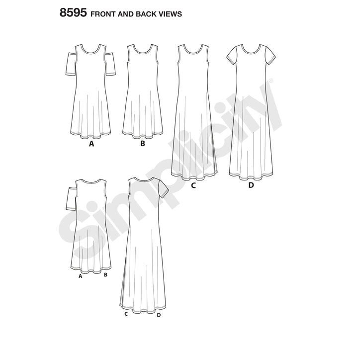8595 Misses' Knit Dresses. Size: XS-XL (32-50)