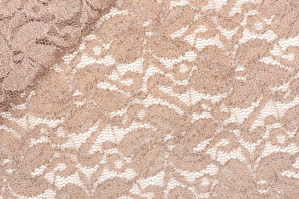 Glitter stretch lace - BEIGE