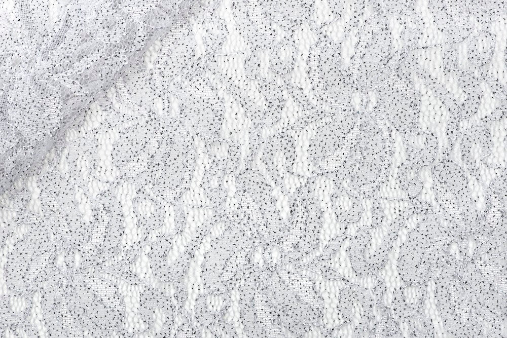 Glitter stretch lace - WHITE