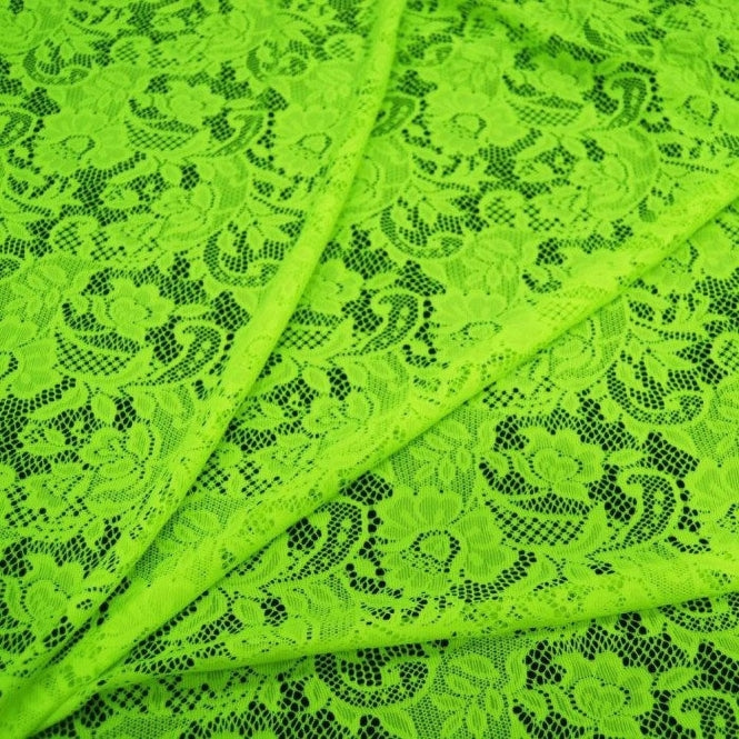 Floral stretch Lace - FLUORESCENT GREEN