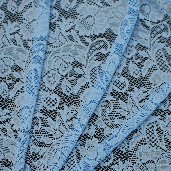 Floral stretch Lace - PALE BLUE