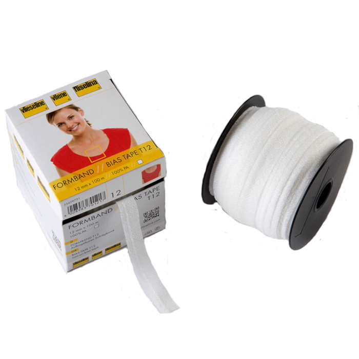 Iron-on bias tape 12 mm - White