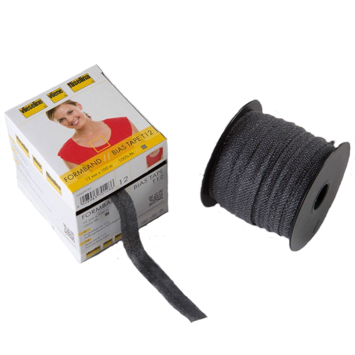 Iron-on bias tape 12 mm - Charcoal