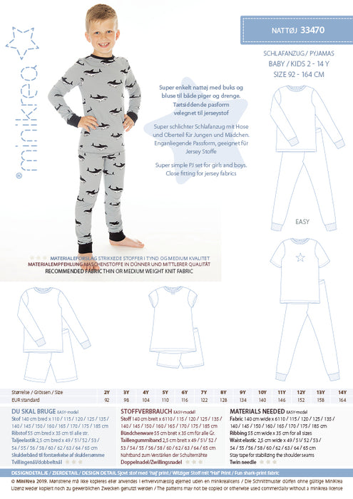 33470 Pyjamas - Size: 2-14 y