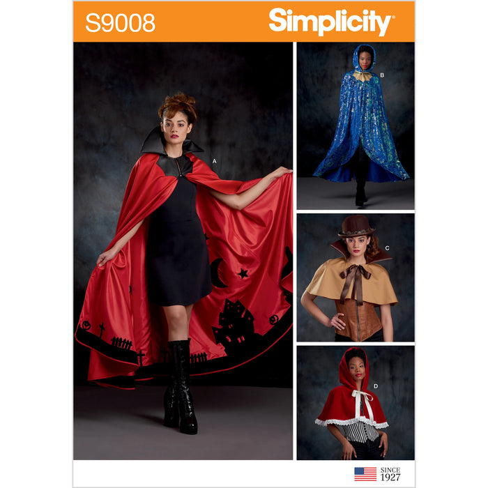S9008 Misses' Cape with Tie Costumes. Size: S-L (36-46)