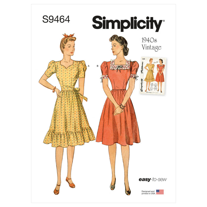 S9464 Misses' 1940s Vintage Dress