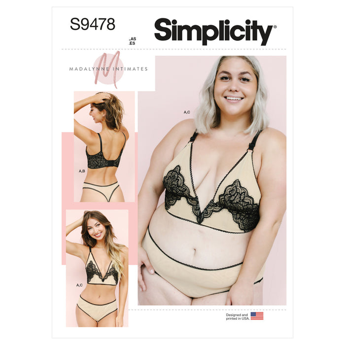S9478 Misses' and Women's Bralette and Panties