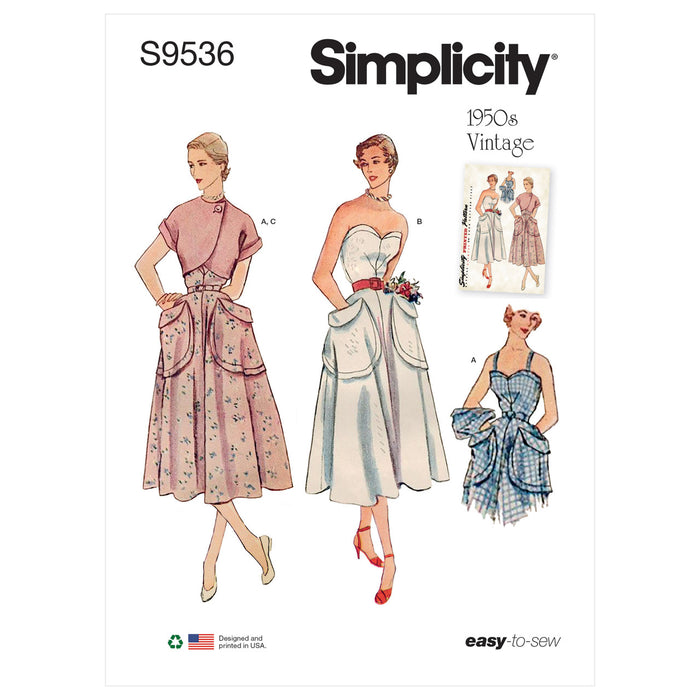 S9536 Misses' 1950s Vintage Sundress and Bolero
