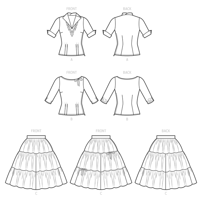 S9537 Misses' 1950s Vintage Blouses and Skirt