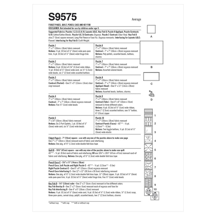 S9575 Fidget Pages, Quilt, Zipper Case and Key Fob