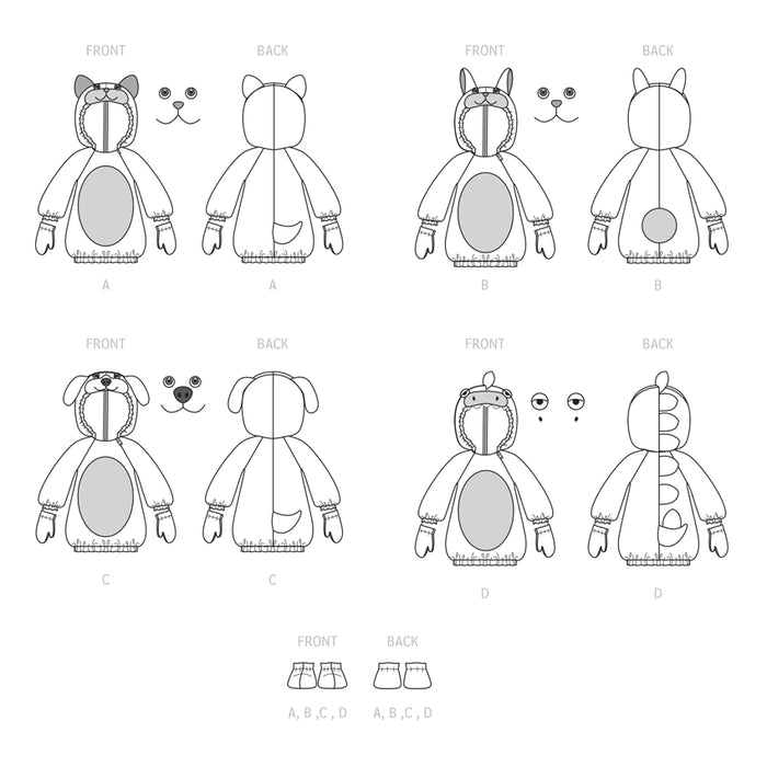 S9624 Toddlers' Animal Costumes. Size: 6 m-4 y