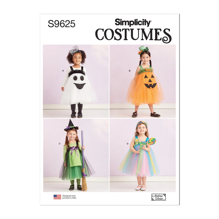 S9625 Toddlers' Tulle Costumes by Andrea Schewe Designs. Size: 6 m-4 y