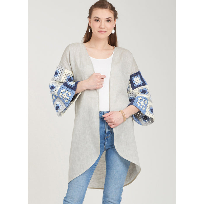 S9633 Misses' Crochet and Sew Top, Jacket and Bag. Size: XS-XL