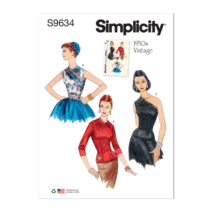 S9634 Misses' Vintage Blouses and Cummerbund. Size: 32-50